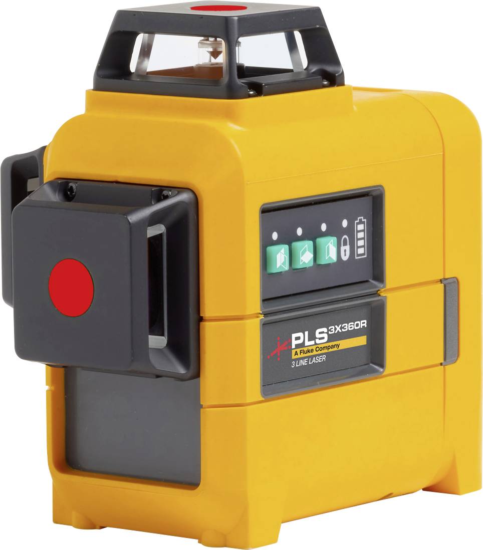 Pomarańczowy niwelator laserowy z wyświetlaczem do wyrównywania i poziomowania na budowach lub podczas prac geodezyjnych.