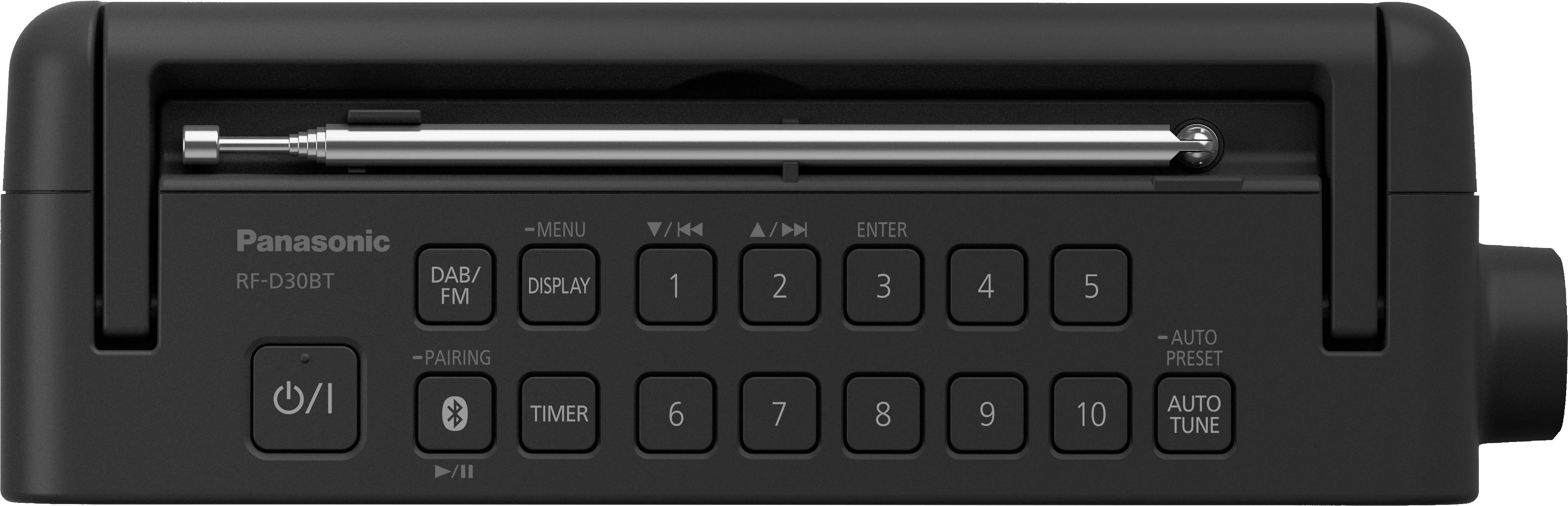 Кухонне радіо Panasonic RF-D30BTEG-K DAB+, метрові хвилі (VHF), функція будильника, захист від бризок, чорний колір