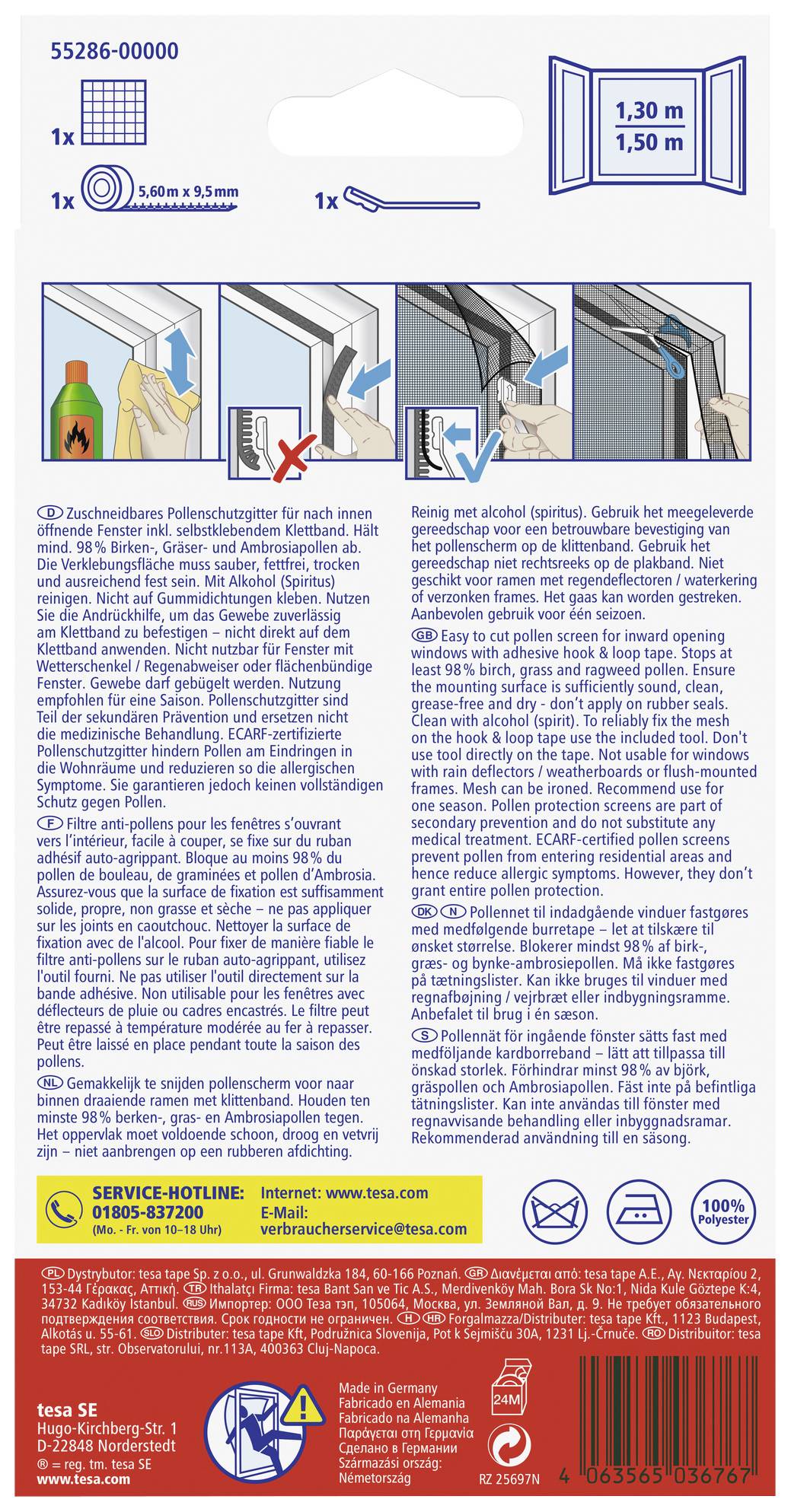 tesa 55286-00000-00 Пилозахисна сітка (Ш x В) 1300 мм x 1500 мм антрацит 1 шт.