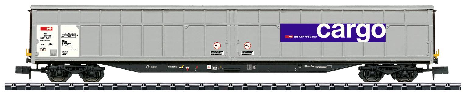 Wagon bagażowy MiniTrix T18427 Wagon z otwartą ścianą przesuwną Habbiillns z SBB