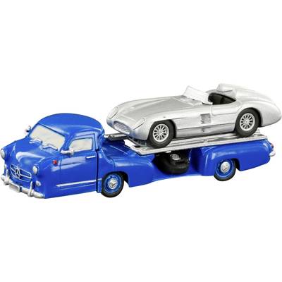 LE Grand Collection LE87310 H0 Model samochodu Mercedes Benz Transporter wyścigowy „niebieski cud” + 300 SLR Roadster