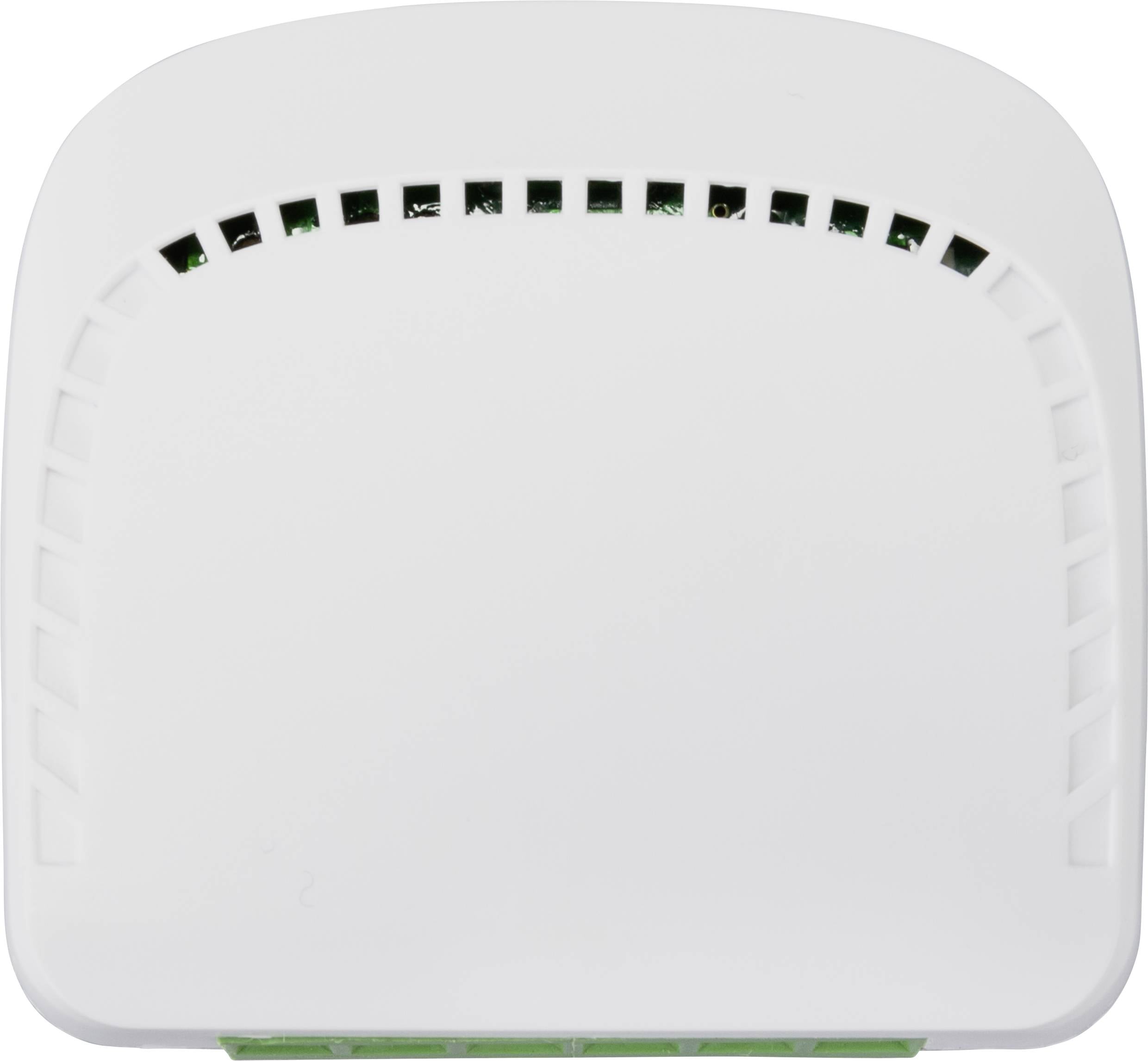 Biały sprzęt elektroniczny z otworami wentylacyjnymi na górze, prawdopodobnie router lub modem wykonany z tworzywa sztucznego.