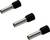 Trzy czarne i srebrne tuleje końcówek przewodów ułożone skośnie. Służą one do bezpiecznego podłączenia kabli do zacisków.