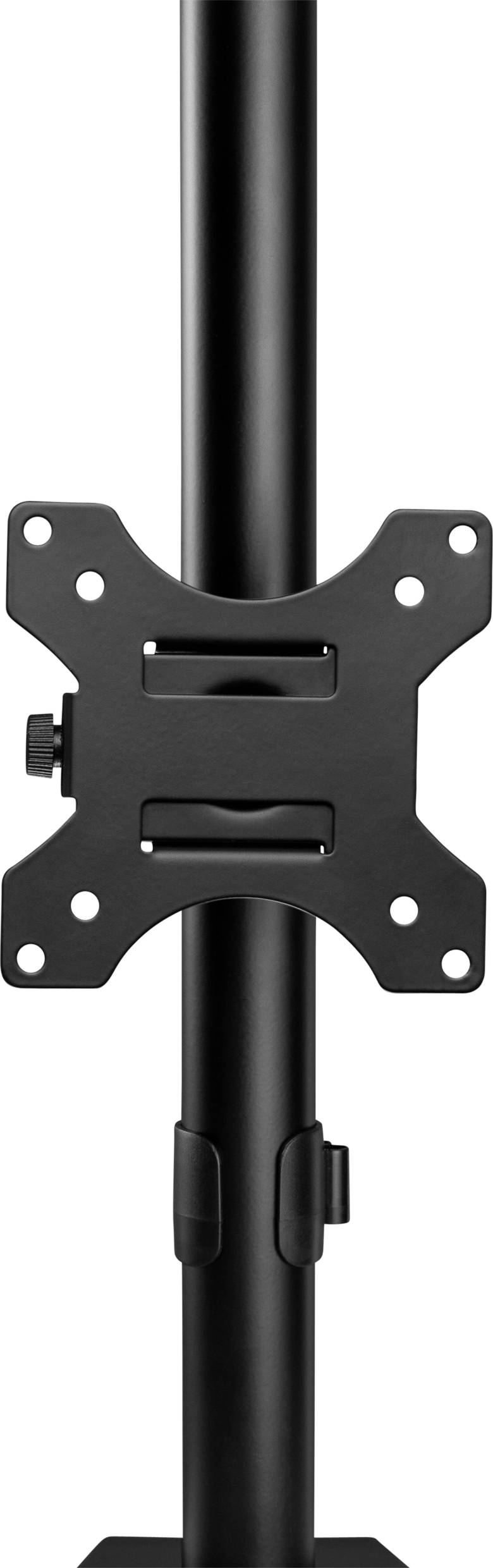 Pionowa metalowa podstawa monitora w kolorze czarnym, kompatybilna z mocowaniem VESA.