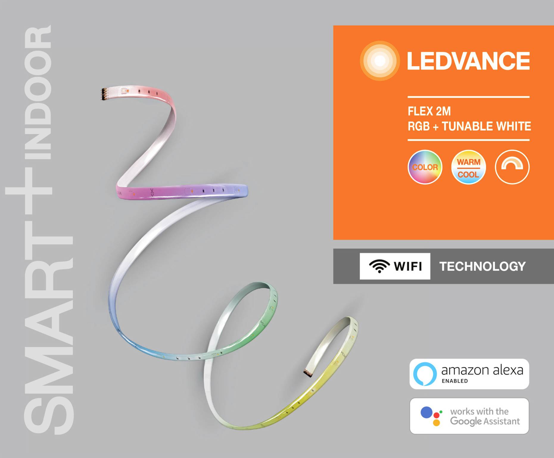 'LEDVANCE SMART+ WEWNĘTRZNY Pasek świetlny, Flex 2M, RGB + Ciepło-zimne białe światło, kompatybilny z Amazon Alexa i Google Assistant, technologia WiFi.'