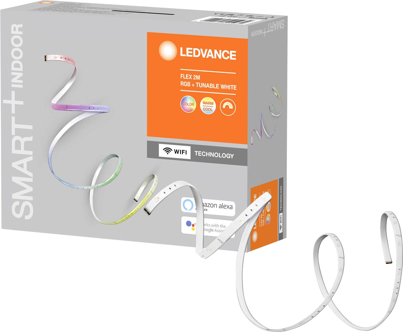 Opakowanie taśmy LED marki Ledvance, 2 metry, RGB z możliwością regulacji. Kompatybilna z Alexą i Google Assistant.