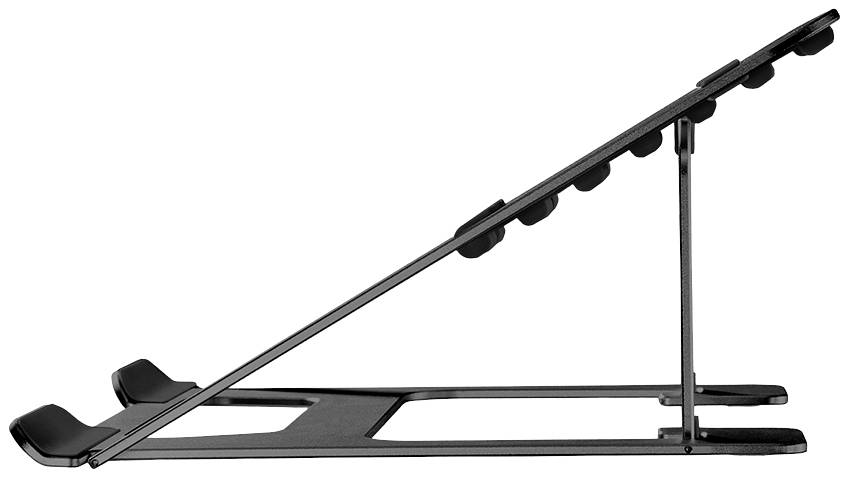 Czarna, regulowana rampa z wyściełanymi podkładkami na obu końcach, odpowiednia do ćwiczeń rozciągających i rehabilitacji.