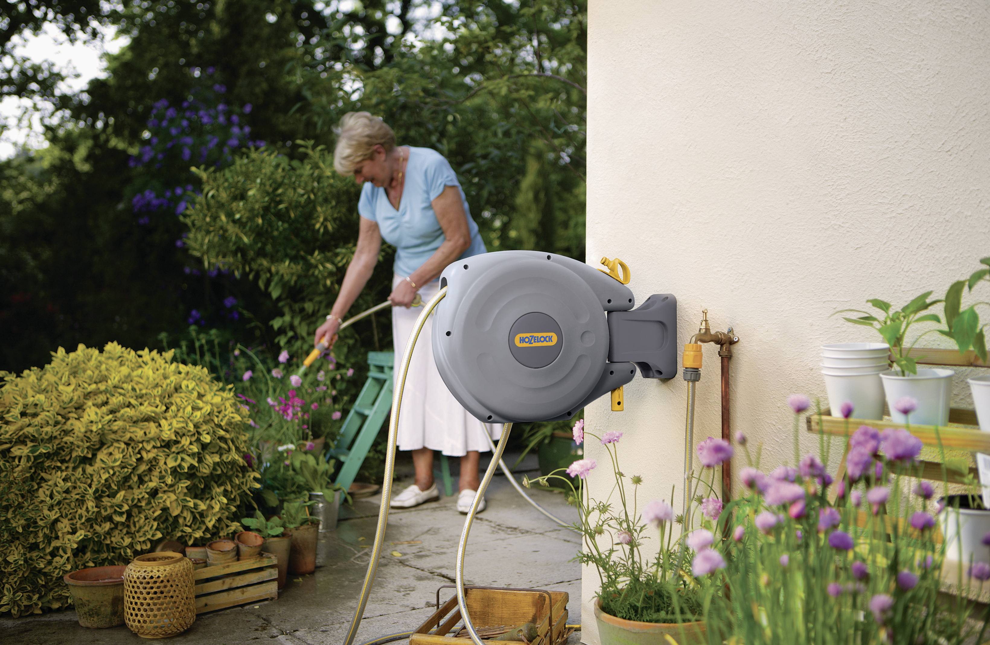 Котушка для садового шланга Hozelock 2485R0000 AutoReel 10 м 1 шт. Сірий, жовтий