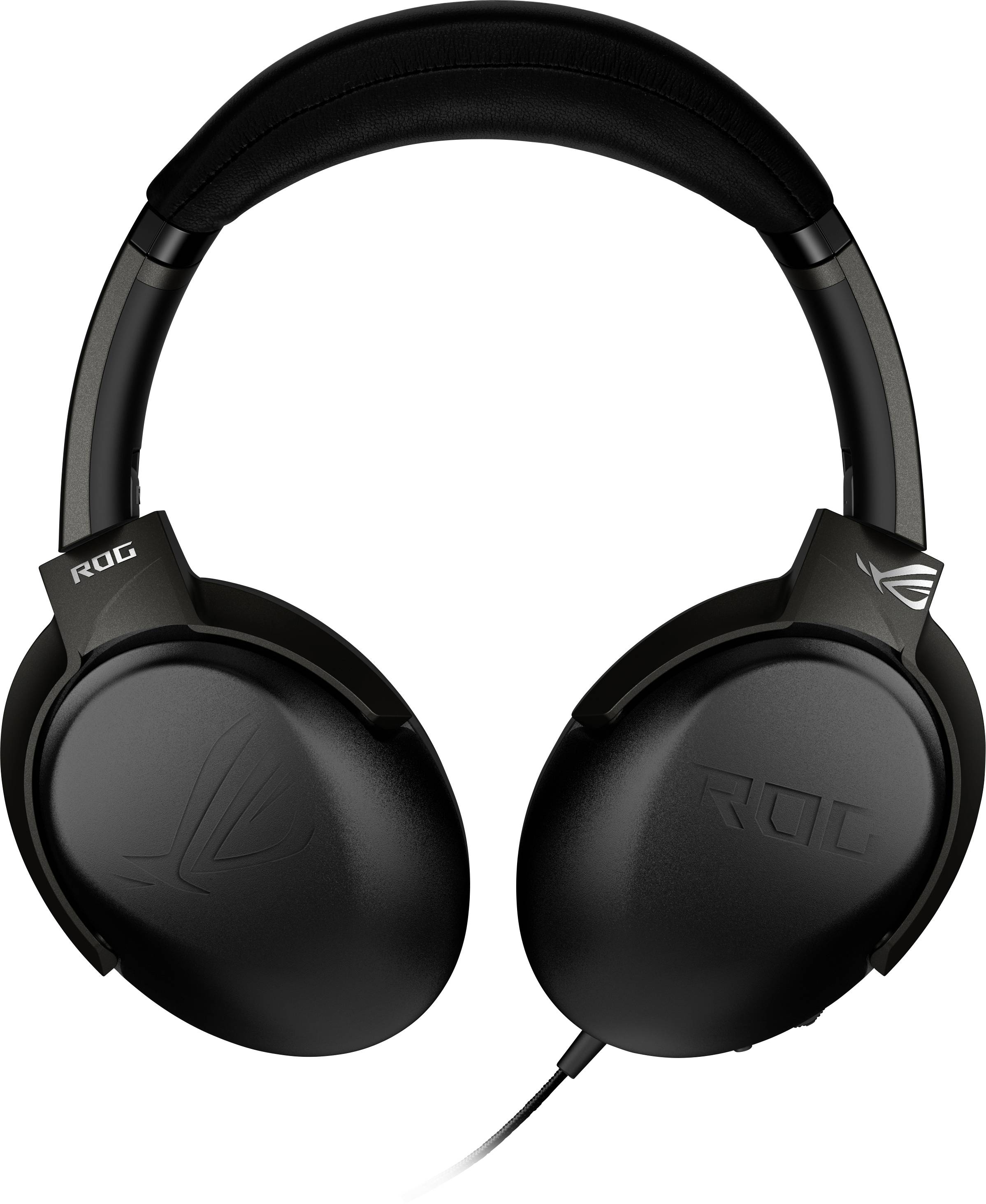 Czarny headset gamingowy z wyściełanym pałąkiem i nausznikami, odpowiedni do komfortowego słuchania przez dłuższy czas.