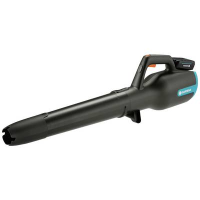 Akumulatorowy odkurzacz do liści w kolorach czarnym i niebieskim firmy Gardena. Poręczny design z ergonomicznym uchwytem. Idealny do skutecznego usuwania liści.