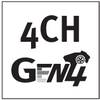 Czarno-białe zdjęcie z tekstem '4CH Gen4' w stylizowanej czcionce na czarnym tle.
