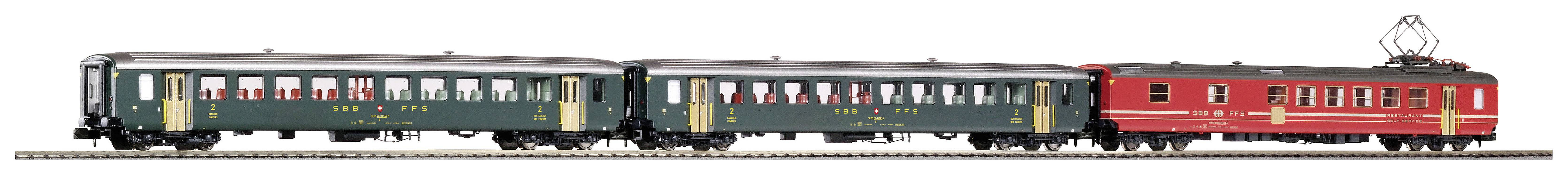 Wagon osobowy Piko N 94397 Wagon osobowy EW i 2x B oraz 1x WR, skala N, 3 szt Self-Service SBB