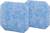 Dwa niebieskie, kwadratowe pady czyszczące o miękkiej strukturze i zaokrąglonych narożnikach, używane do delikatnej pielęgnacji powierzchni.
