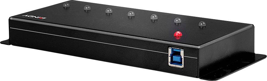 LINDY 43128 USB-хаб 7 портів USB-A USB 3.0 5 Гбіт/с чорний 7-портовий металевий USB 3.0 хаб