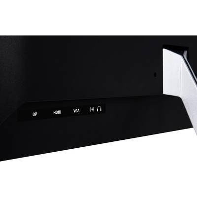 Tylna strona monitora z portami: DisplayPort, HDMI, VGA oraz gniazdem słuchawkowym.