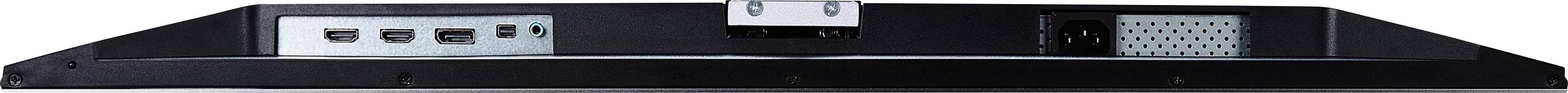 Tylna strona monitora z wieloma złączami, w tym HDMI i USB, przedstawiona w nowoczesnym designie.