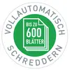 Całkowicie automatyczne niszczenie do 600 arkuszy w jednym cyklu.