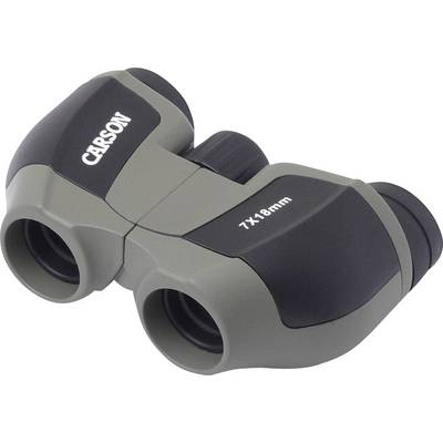 Szara i czarna lornetka z napisem '7X18mm' na jednym z okularów.