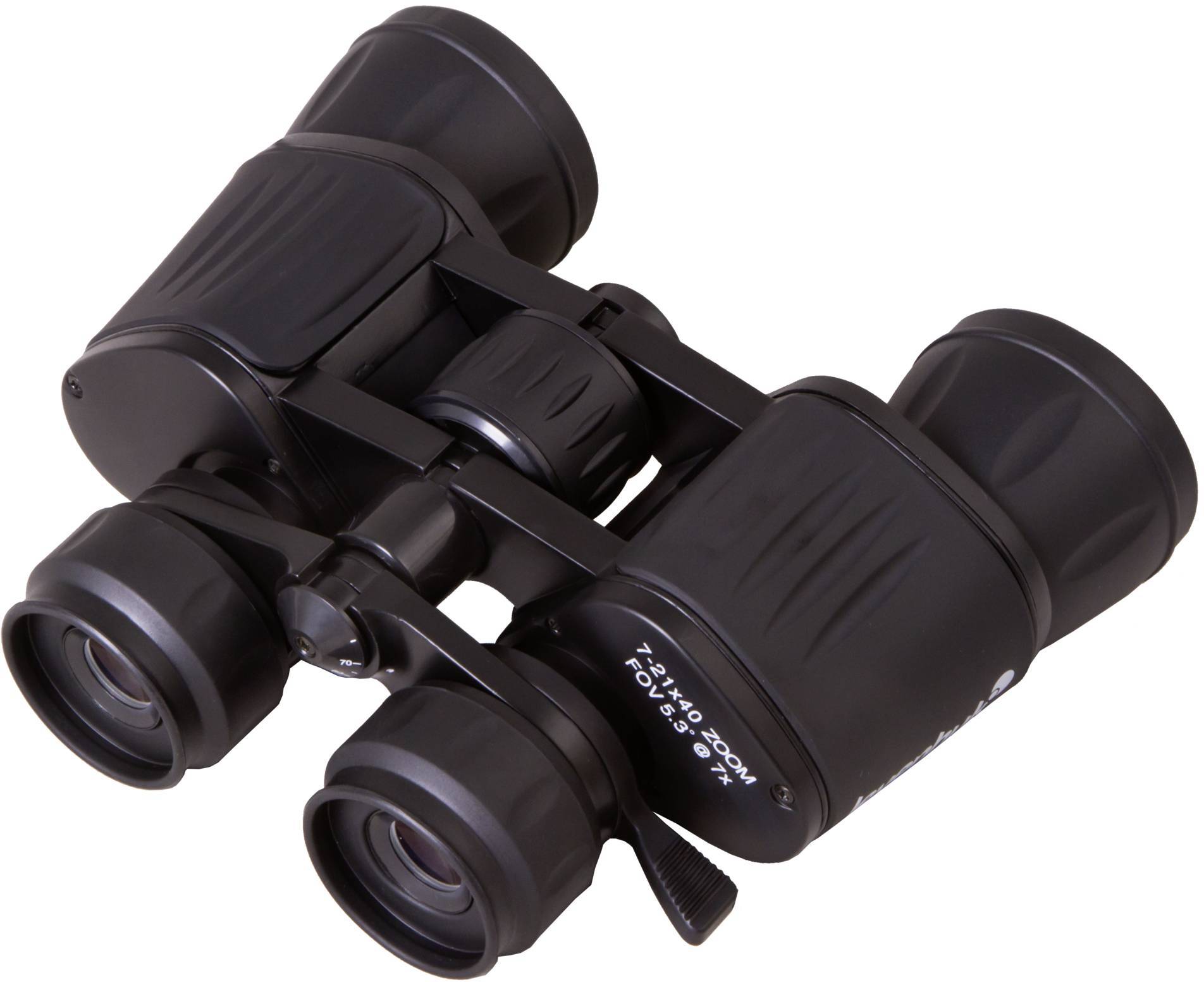 Czarna lornetka z tworzywa sztucznego; kompaktowa i odpowiednia do aktywności na świeżym powietrzu, akcesoria do obserwacji z daleka.
