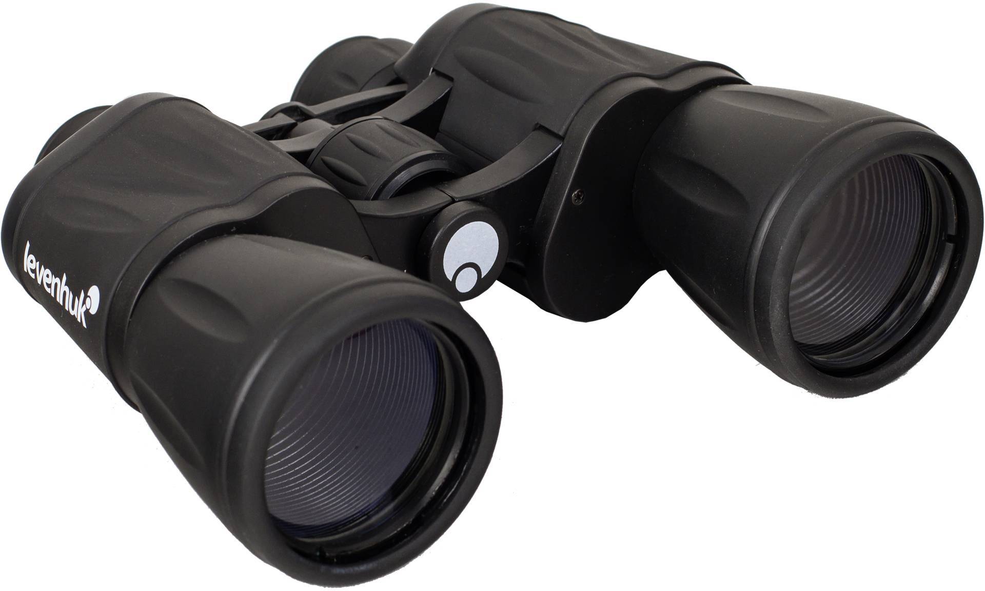 Czarna lornetka z wieloma soczewkami, odpowiednia do aktywności na świeżym powietrzu lub obserwacji przyrody.