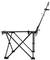 Składany krzesło z czarną metalową ramą i białym siedziskiem, przedstawione z boku. Odpowiednie do campingu lub aktywności na świeżym powietrzu.