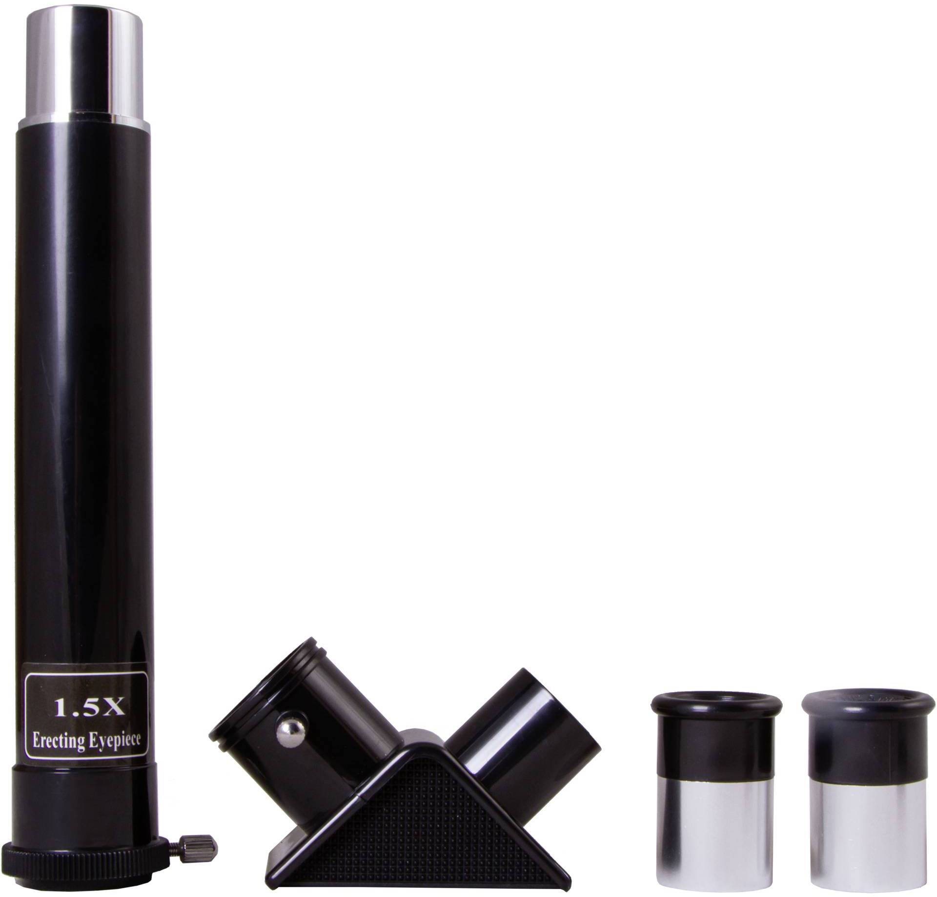 Teleskop z soczewką korekcyjną, zwierciadłem diagonalnym i dwoma okularami, stosowany do poprawy obserwacji nieba.