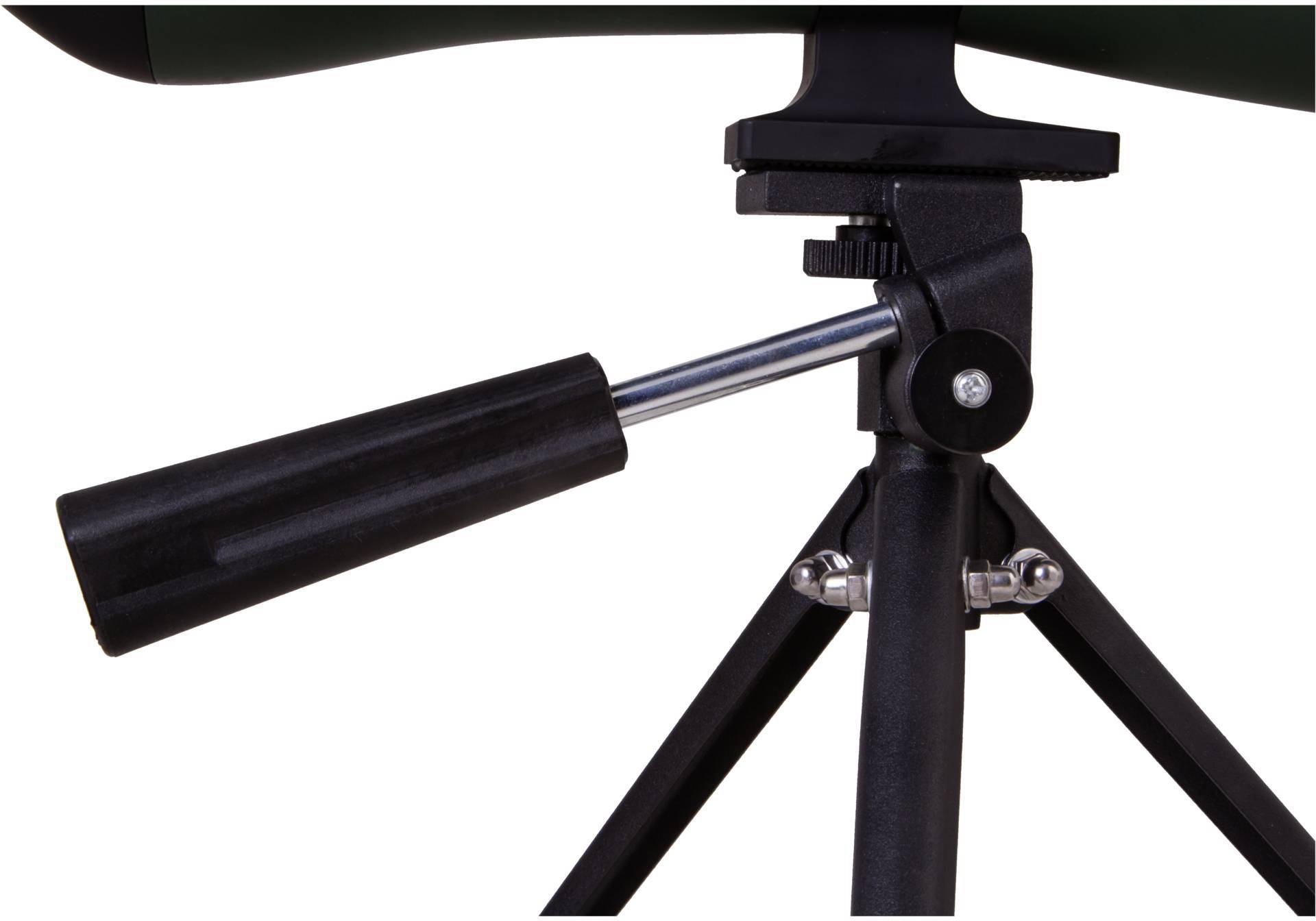 Statyw z czarnym uchwytem i srebrną rurką. Służy do stabilizacji urządzeń.