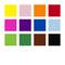 Dwanaście kwadratowych bloków kolorów w trzech rzędach: żółty, różowy, pomarańczowy, czerwony, różowy, fioletowy, niebieski, jasnoniebieski, zielony, ciemnozielony, brązowy, czarny.