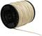 Duża czarna szpula z beżowym sznurem ciasno nawiniętym. Koniec sznura luźno zwisa ze szpuli.