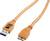 Pomarańczowy kabel USB 3.0 z standardowym wtykiem USB na jednym końcu i wtykiem micro-USB na drugim końcu.
