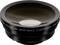 Szerokokątna soczewka konwertująca z czarną obudową i przejrzystym środkiem, odpowiednia do fotografii HD oraz nagrań wideo.