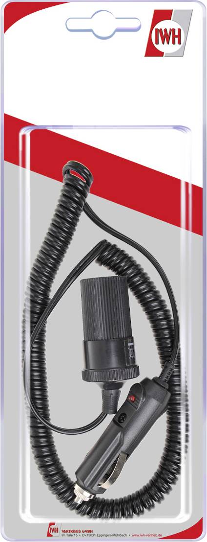 Спіральний подовжувач 3 метри 12/24 вольт IWH Макс. струмове навантаження = 10 A 12 або 24 В/DC