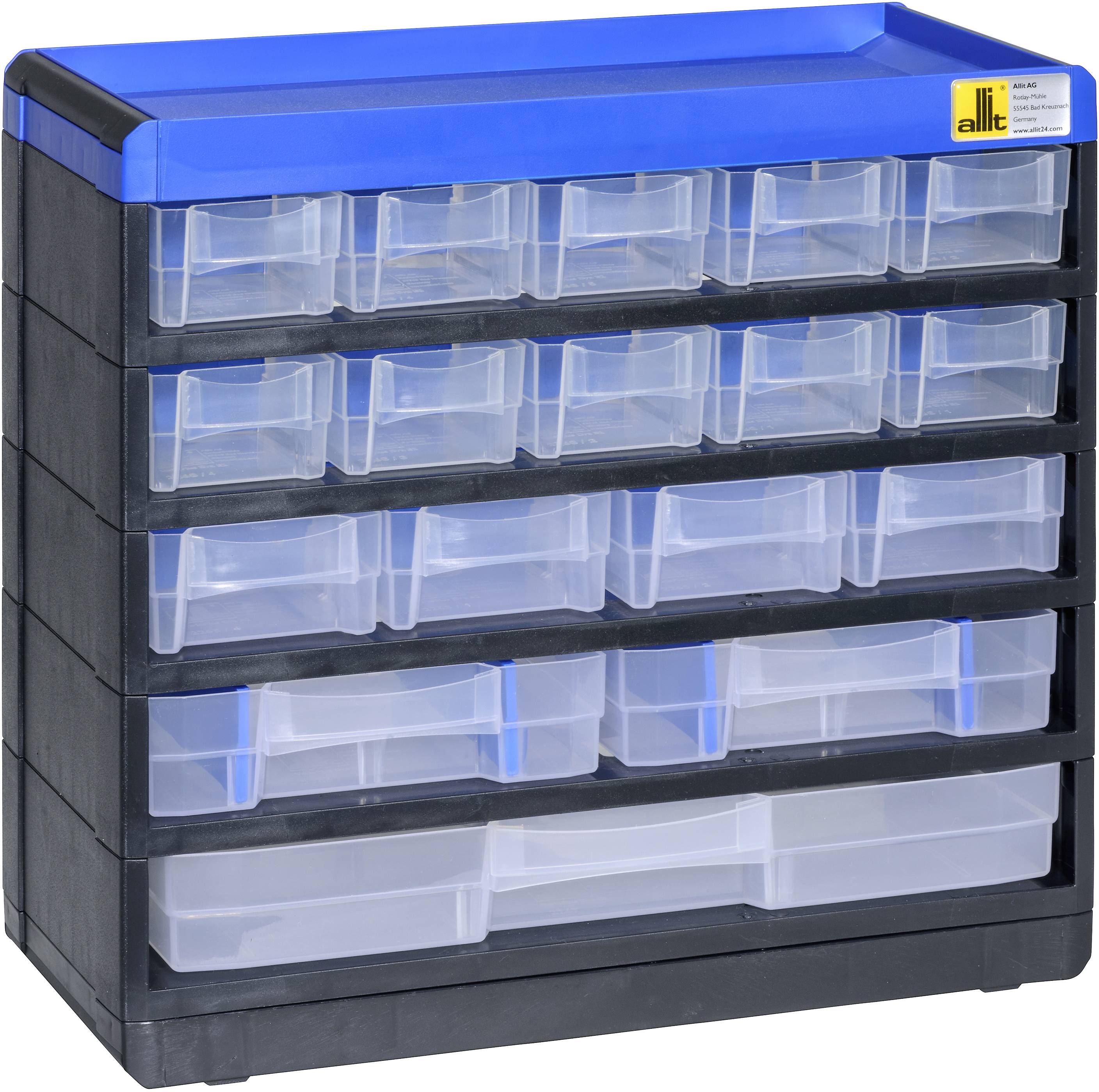 Магазин для дрібних деталей Allit 464610 (Ш x В x Г) 300 x 285 x 135 мм чорний, синій 1 шт.