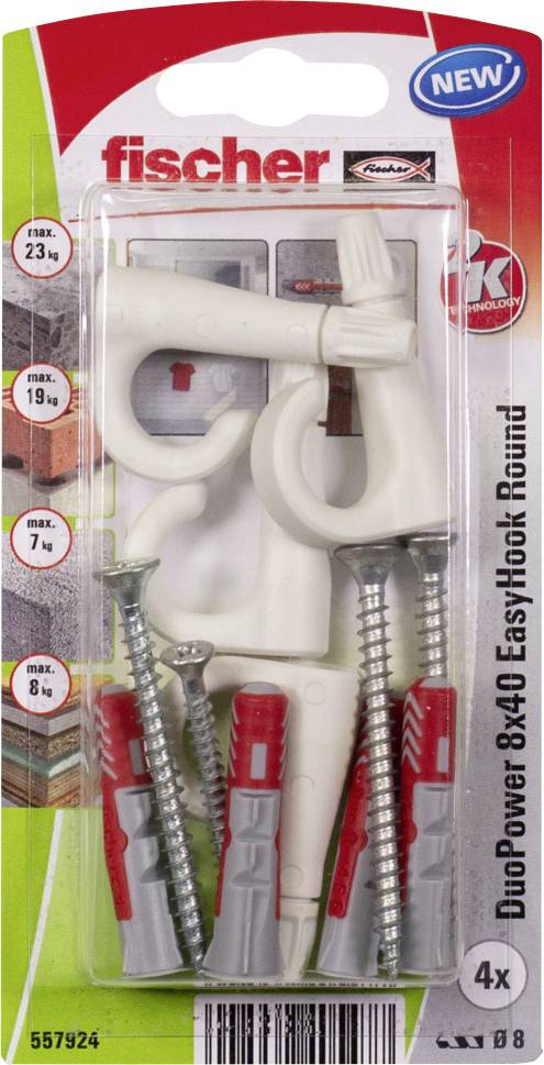 Набір дюбелів Fischer DuoPower 8x40 EasyHook Round K (4) 557924 1 комплект