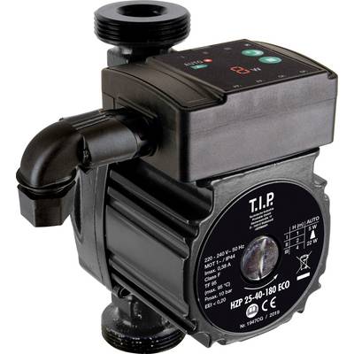 'Czarna pompa wodna z wyświetlaczem cyfrowym i przyłączami, marka T.I.P. Model: HZP 25-40-180 ECO. Klasa efektywności energetycznej EEI ≤ 0,40.'