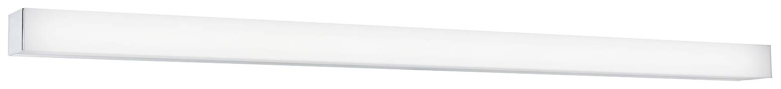 Długa, prostokątna lampa LED z białym dyfuzorem, nadająca się do montażu sufitowego lub ściennego w pomieszczeniach wewnętrznych, zapewnia równomierne oświetlenie.