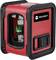 Czerwony laserowy miernik odległości firmy Toolcraft w czarnej obudowie. Elementy wyświetlacza są widoczne. Urządzenie jest przenośne i kompaktowe.