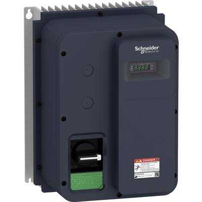 Przemysłowe falowniki firmy Schneider Electric z zintegrowanym wyświetlaczem i funkcją ostrzegania, przeznaczone do sterowania silnikami elektrycznymi.