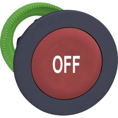 Czerwony przycisk z napisem 'OFF', otoczony zielonym pierścieniem w tle.