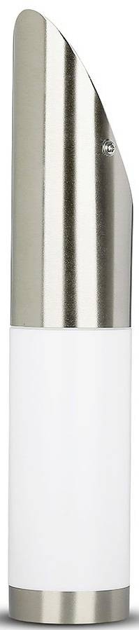 Srebrne i białe urządzenie o nowoczesnym, smukłym designie. Prawdopodobnie sprzęt gospodarstwa domowego, taki jak młynek lub przyrząd kuchenny.