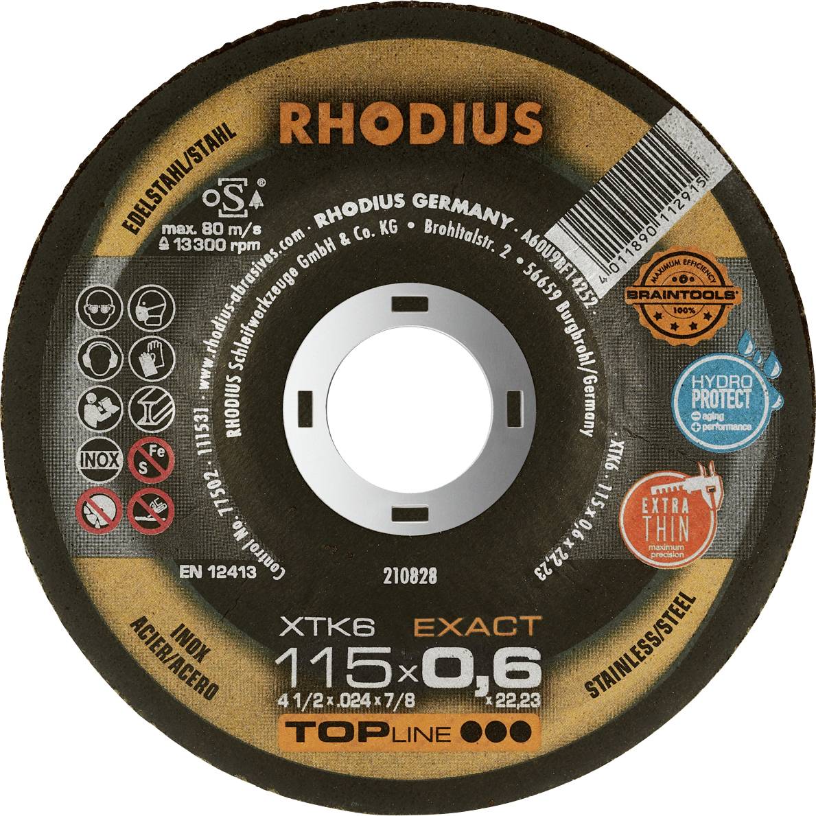 Вигнутий відрізний диск Rhodius XTK6 EXACT BOX 211301 115 мм 10 шт.