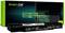 Zielona paczka i bateria do laptopa firmy Green Cell z napisem 'Fresh Energy'. Na tle stylizowanego wizerunku laptopa.