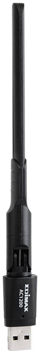 Czarny adapter USB WLAN z długą anteną poprawiający zasięg bezprzewodowej sieci.