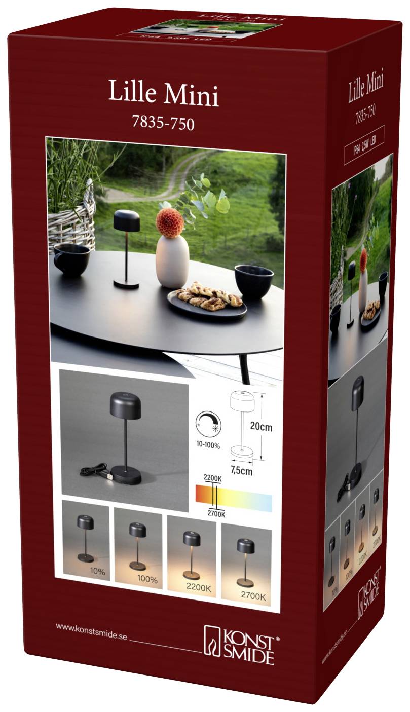 Настільна лампа Konstsmide Lille 7835-750 на батарейках, світлодіодна, 2,2 Вт, теплий білий колір, 100,00 лм