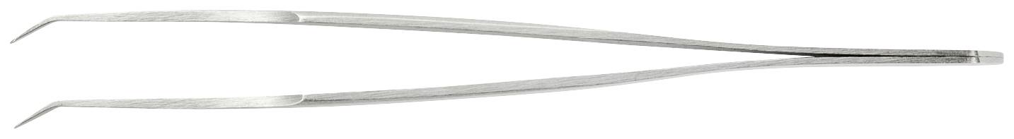 Metalowa precyzyjna pinceta o zwężających się końcówkach, odpowiednia do precyzyjnych prac lub zastosowań medycznych.