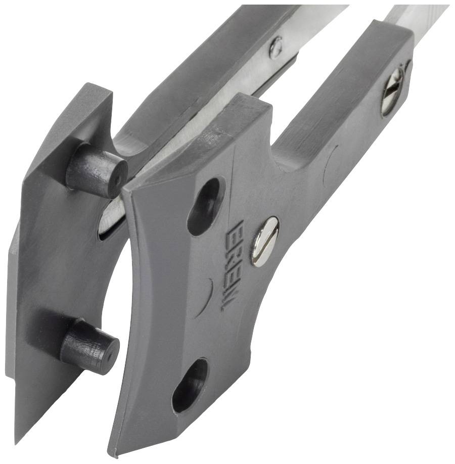 Zbliżenie szarego dźwignika hamulcowego z śrubami mocującymi, stosowanego w napędach rolet.