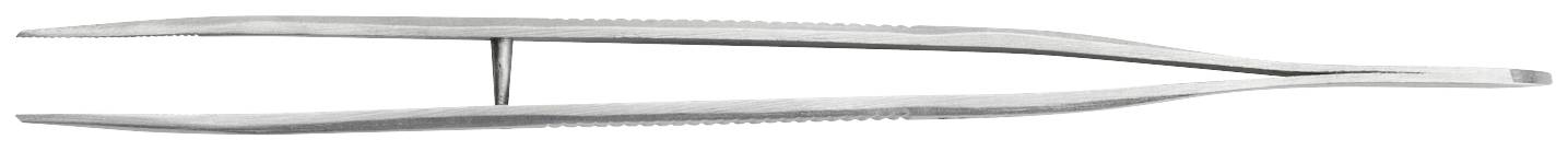 Metalowa pinceta chirurgiczna z cienkimi końcówkami, używana do precyzyjnego manipulowania małymi obiektami w zastosowaniach medycznych.