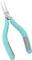 Szczypce okrągłe z turkusowymi uchwytami i szarymi elementami, idealne do precyzyjnego gięcia i kształtowania przewodów w elektronice.