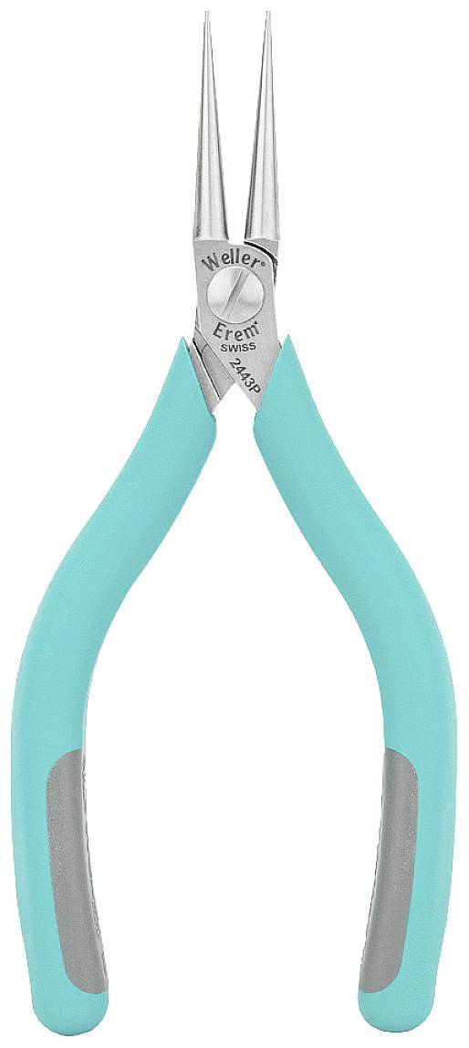 Szczypce z zielonymi uchwytami i cienkimi, spiczastymi końcówkami. Odpowiednie do precyzyjnych prac, na przykład w branży elektronicznej.