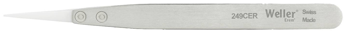 Pęseta metalowa z ostro zakończonym czubkiem, oznaczona napisem 'Weller'. Idealna do precyzyjnych prac, takich jak montaż elektroniczny lub obróbka biżuterii.